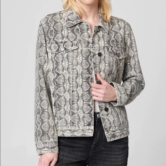 🐍 BLANKNYC Snake Along Python Print Denim Jacket Button Front Size Small - Picture 1 of 13